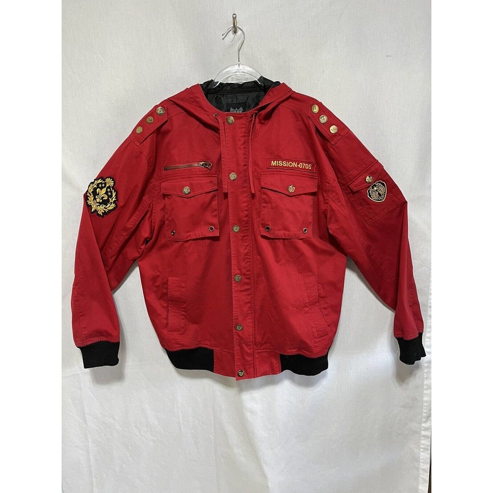 Basic Code Mens Jacket Red Size 2xl Full Zip Patc… - image 3